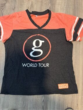 Garth Brooks World Tour V-Neck Tee - Black & Coral
